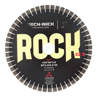 диск сегментный rock-52 д.430*2,8*60/50 (20*4,0/3,4*20)мм | 52z/гранит/wet tech-nick