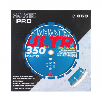 диск сегментный laser ultra д.350*2,2*25,4/20,0 (40*3,2*10)мм | 24z/железобетон/wet/dry diamaster